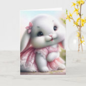 Birthday Bunny Wear Pink Lace Dress Karte (Gelbe Blume)