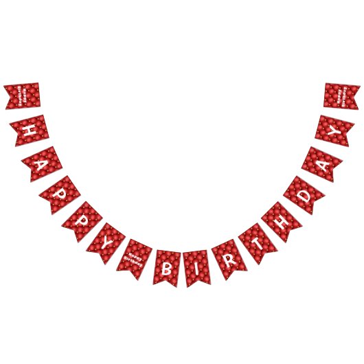 Birthday Bunting Flags Gold Red Diamonds getuftet Wimpelkette (Alle)