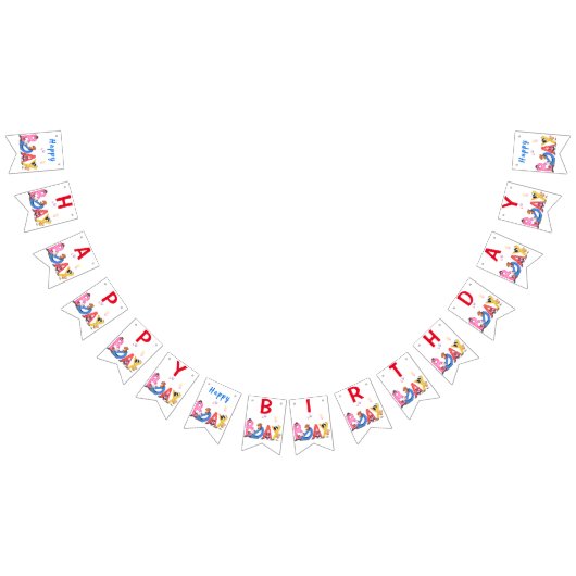 Birthday Bunting Flags Happy Bars Party Wimpelkette (Alle)