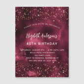Birthday burgundy aggy Rose Gold Luxus Magneteinladung (Vorderseite)
