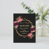 Birthday burgundy blumenschwarz Save the Date Postkarte (Stehend Vorderseite)