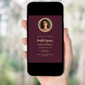 Birthday burgundy Diamant Foto Einladung