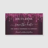 Birthday burgundy Glitzer Tropfen Save the Date Magnetkarte (Vorderseite)