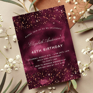 Birthday burgundy Rose Gold agieren Luxus Einladung