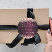 Birthday burgundy Rose gold confetti vielen Dank Runder Aufkleber
