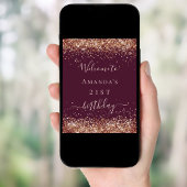 Birthday burgundy Rose Gold Glitzer Staub willkomm Poster