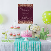Birthday burgundy Rose Gold Glitzer Staub willkomm Poster