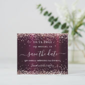 Birthday burgundy Rose Gold Save the Date Karte (Stehend Vorderseite)
