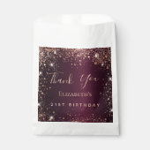 Birthday burgundy Rose gold tiara vielen Dank Geschenktütchen (Vorderseite)