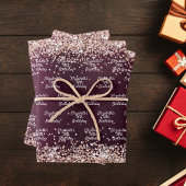 Birthday burgundy Rose goldener Name elegant Geschenkpapier Set