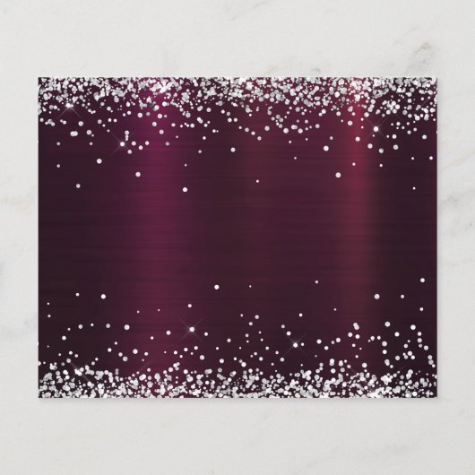 Birthday burgundy silberblümlich Save the Date (Rückseite)