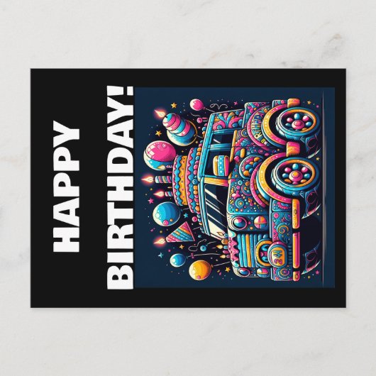 Birthday Bus Adventure Postkarte (Vorderseite)