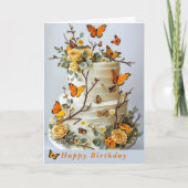 Birthday Butterflies Rose Daisies Country Karte (Vorderseite)