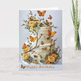 Birthday Butterflies Rose Daisies Country Karte