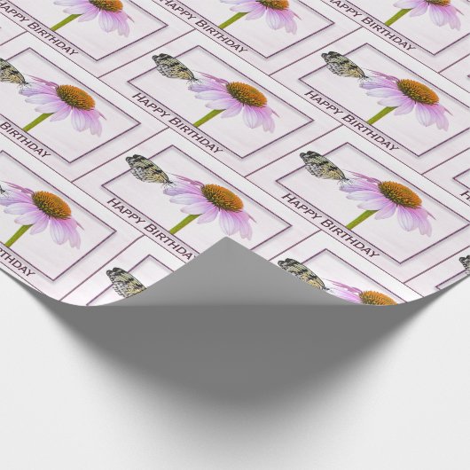 Birthday Butterfly auf Kone-Blume Geschenkpapier (Ecke)