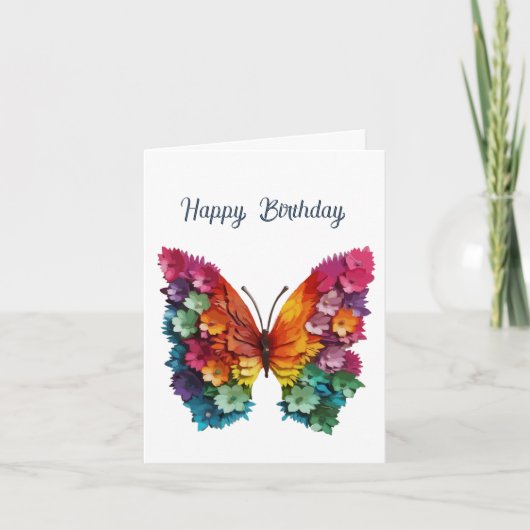 Birthday Butterfly Flowery Wings Card Karte (Vorderseite)