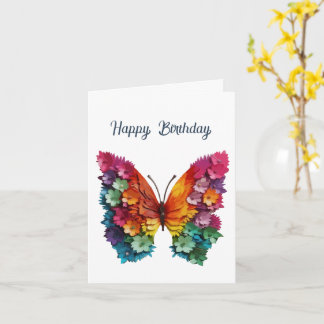 Birthday Butterfly Flowery Wings Card Karte