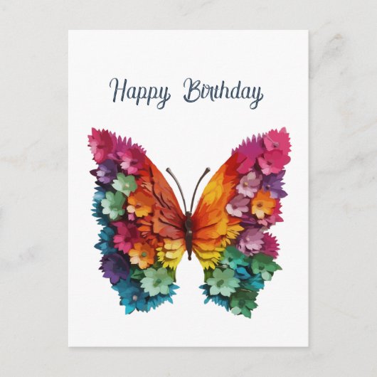 Birthday Butterfly Flowery Wings Card Postkarte (Vorderseite)