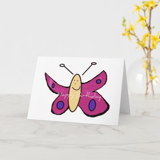 Birthday Butterfly Karte (Gelbe Blume)
