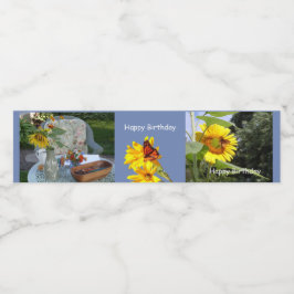 Birthday Butterfly Sonnenblume Wasserflaschenetikett