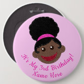 Birthday Button Afro Puff Girl (Vorne & Hinten)