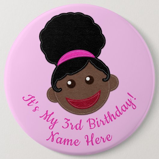 Birthday Button Afro Puff Girl (Vorderseite)