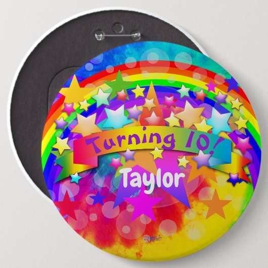 Birthday Button - Rainbow Design HAMbyWG (Vorne & Hinten)