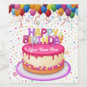 Birthday Cake Balloon und Confetti Weinetikett (Einzelnes Label)