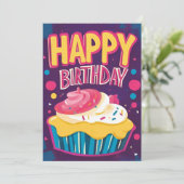 Birthday Cake Birthday Party Einladung (Stehend Vorderseite)