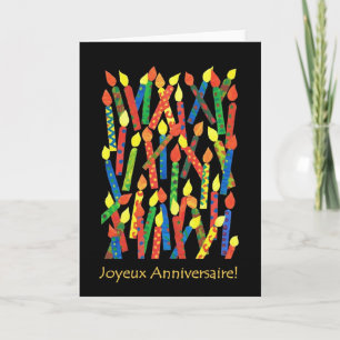 Birthday Cake Candles Card with French Greeting Karte
