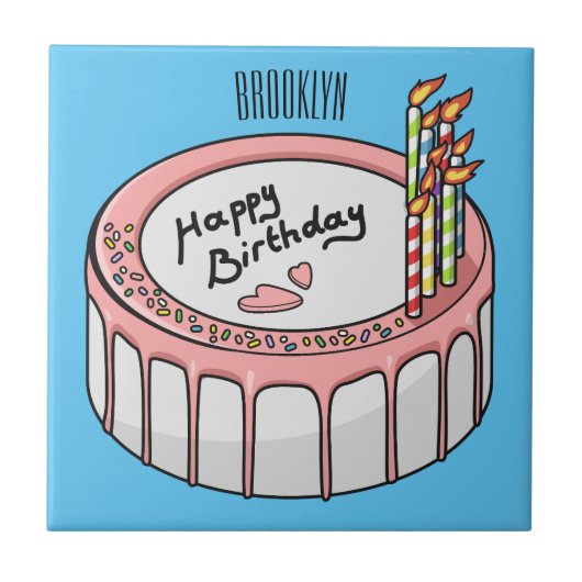Birthday cake cartoon illustration fliese (Vorderseite)