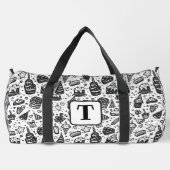 Birthday cake doodle schwarz-weiß Muster 2 Duffle Bag (Rückseite)