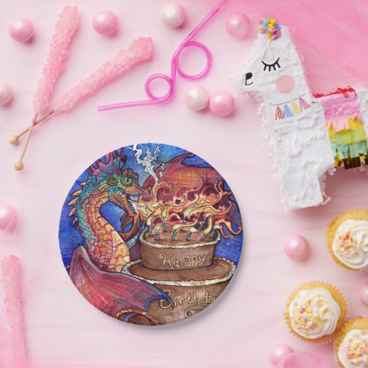 Birthday Cake Dragon Pappteller (Party)