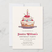 Birthday cake Kirsche Einladung (Vorderseite)