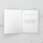 Birthday Cake Light Blue Peach Gold Filigree Karte (Innenseite)