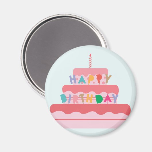 Birthday Cake Magnet (Vorderseite/Rückseite)