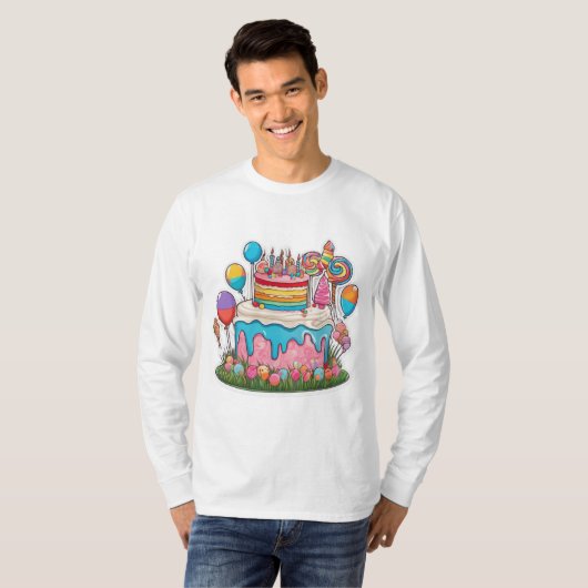 Birthday Cake Men's Basic Long Sleeve T - Shirt (Vorne ganz)