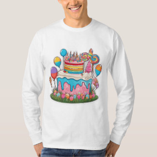 Birthday Cake Men's Basic Long Sleeve T - Shirt