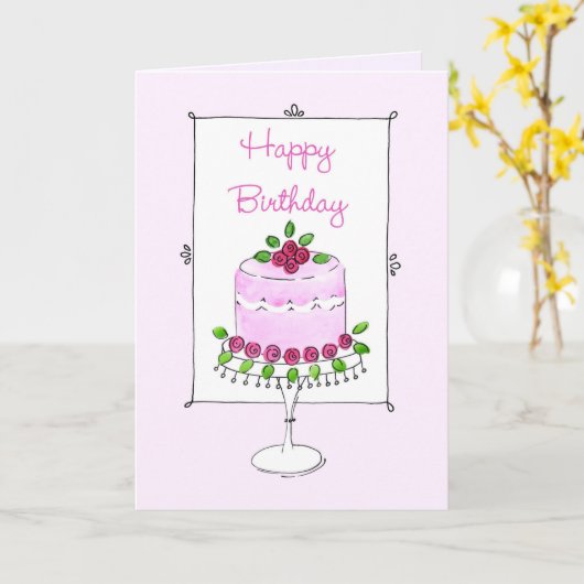 Birthday Cake mit Rose Geburtstag Karte (Gelbe Blume)