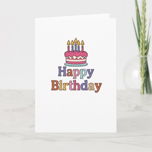 Birthday Cake Motif Card Folded Blank Inside Karte (Vorderseite)