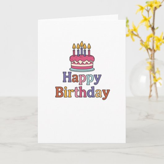 Birthday Cake Motif Card Folded Blank Inside Karte (Gelbe Blume)