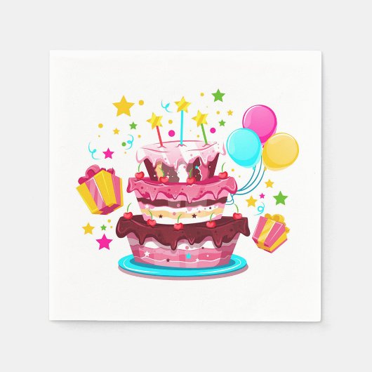 Birthday Cake Napkins Serviette
