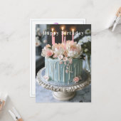 Birthday Cake Pink Blume Candles Karte (Vorderseite/Rückseite Beispiel)