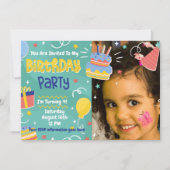 Birthday Cake präsentiert Balloon Party Einladung (Vorderseite)