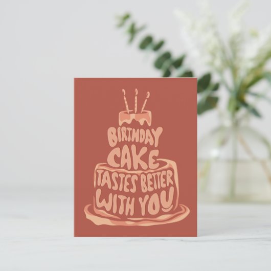 Birthday Cake Tastes Better With You - Red Einladung (Stehend Vorderseite)