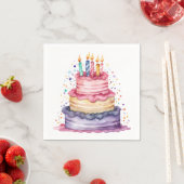 Birthday Cake Watercolor Serviette (Beispiel)