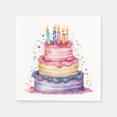Birthday Cake Watercolor Serviette (Vorderseite)