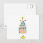 BIRTHDAY cake with twirly curly candles Postkarte (Vorne/Hinten)