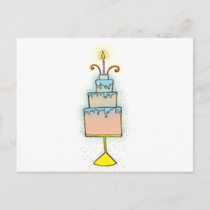 BIRTHDAY cake with twirly curly candles Postkarte