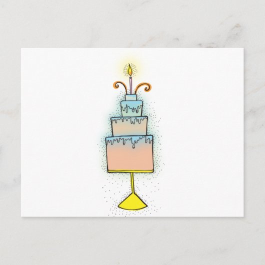 BIRTHDAY cake with twirly curly candles Postkarte (Vorderseite)